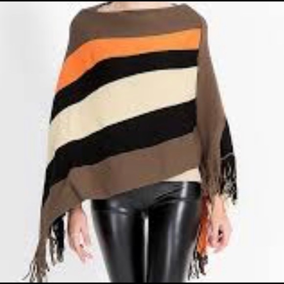 Autumn Winter Tassel Knitted Sweater Fashion Striped Pancho - Picture 1 of 4